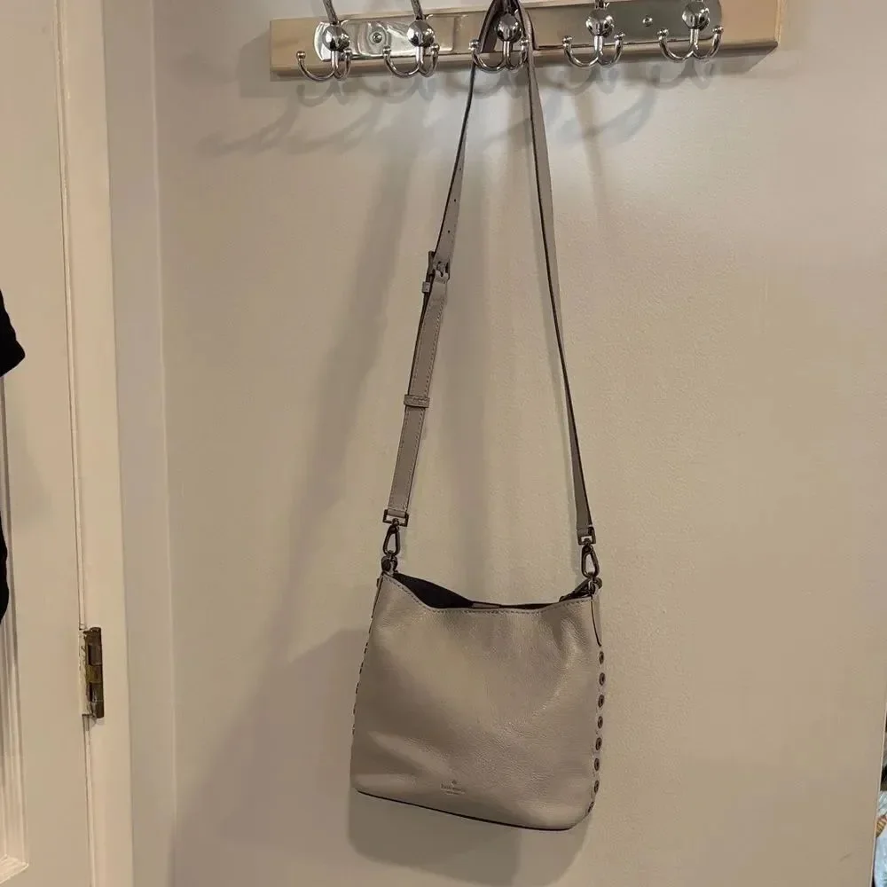 Kate Spade Bohemian Style Pebbled Gray Leather Shoulder Bag and Cross Body